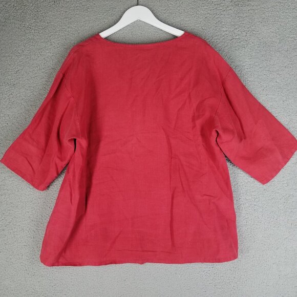 Bryn Walker Linen Blouse Women's Small Pink Oversized Lagenlook Beach Travel - Picture 2 of 11